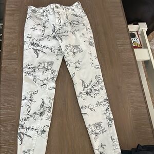 White House Black Market Floral Skinny Jeans - Black and White